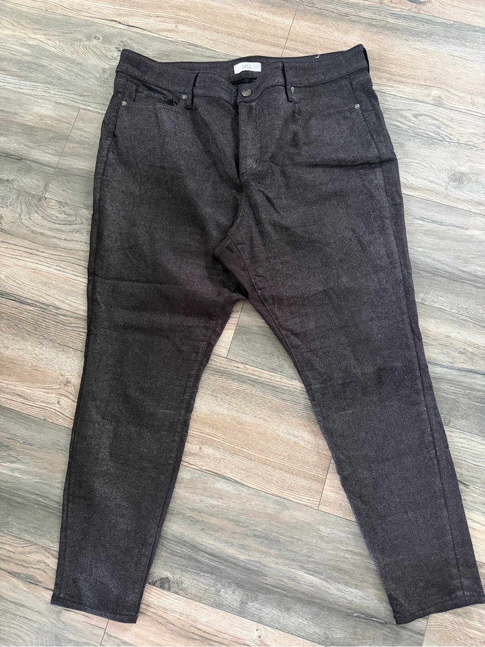 LOFT plus women’s Dark Charcoal shimmer Slim Chinos